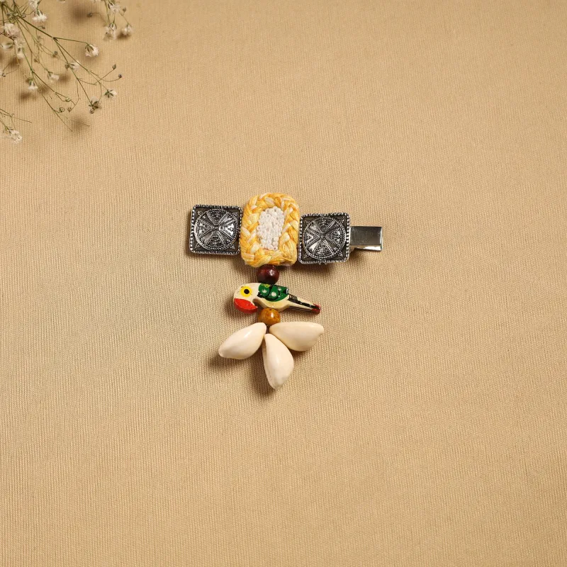 Yellow - Handmade GS Shell & Thread Work Hair Clip 45 sold by Itokri