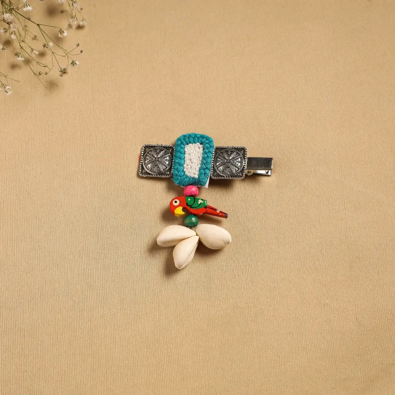 Blue - Handmade GS Shell & Thread Work Hair Clip 28 sold by Itokri