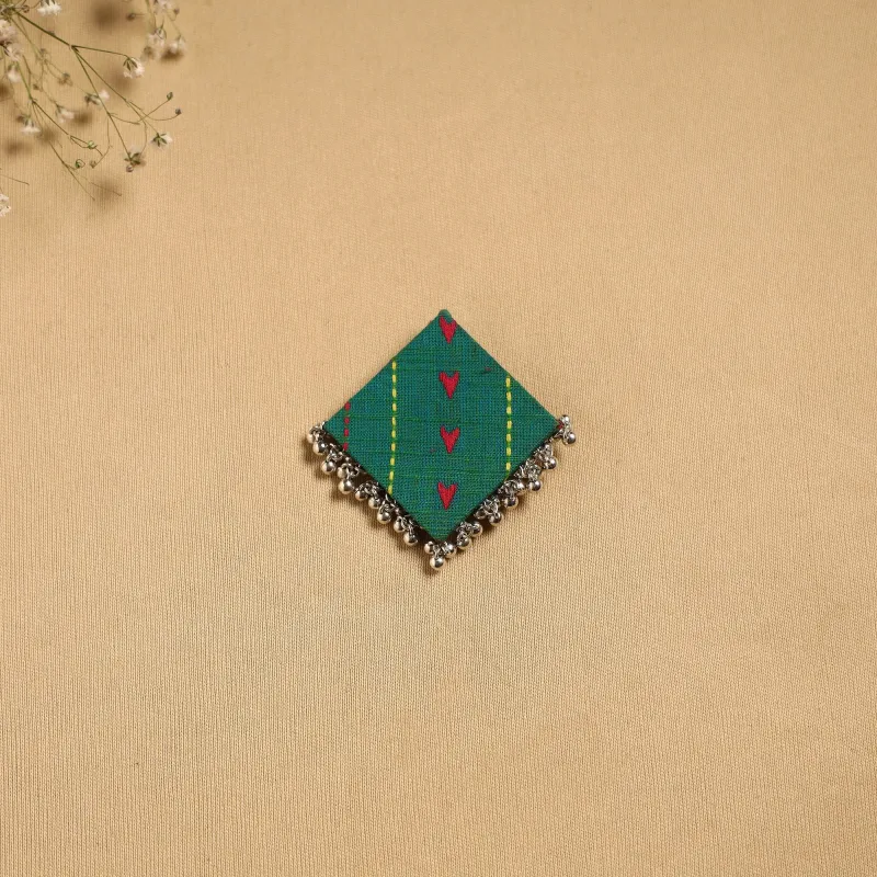 Green - Handmade Fabart Ghungroo Work Hair Clip 17 sold by Itokri