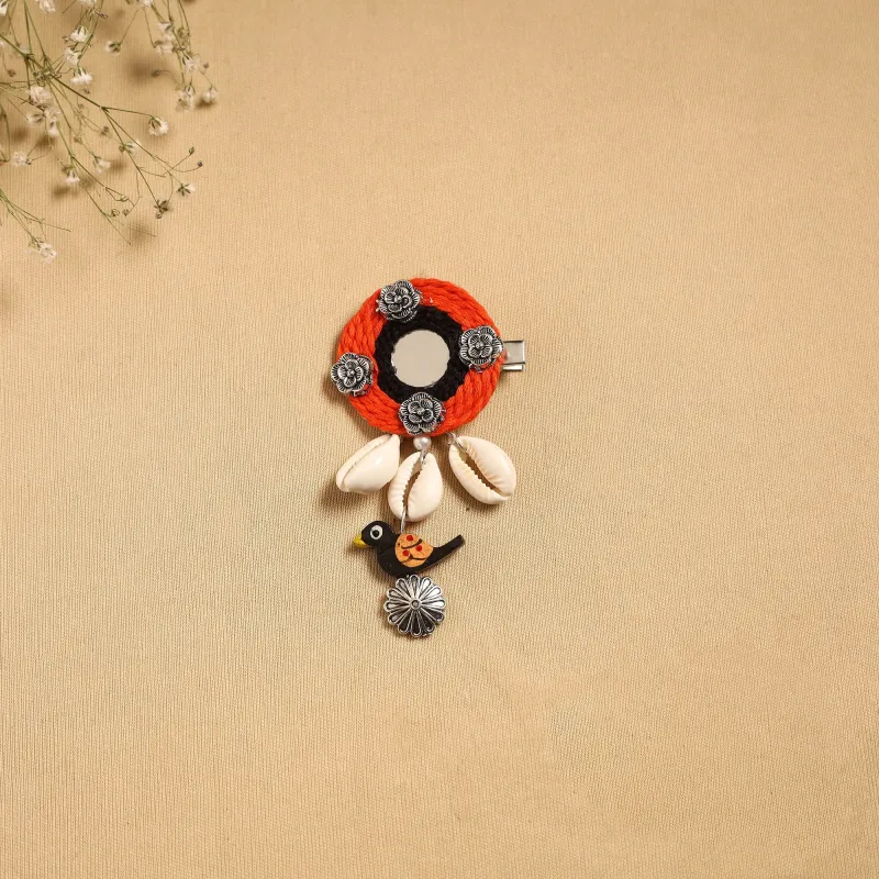 Orange - Handmade GS Shell & Thread Work Hair Clip 58 sold by Itokri