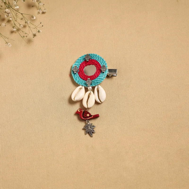 Blue - Handmade GS Shell & Thread Work Hair Clip 52 sold by Itokri