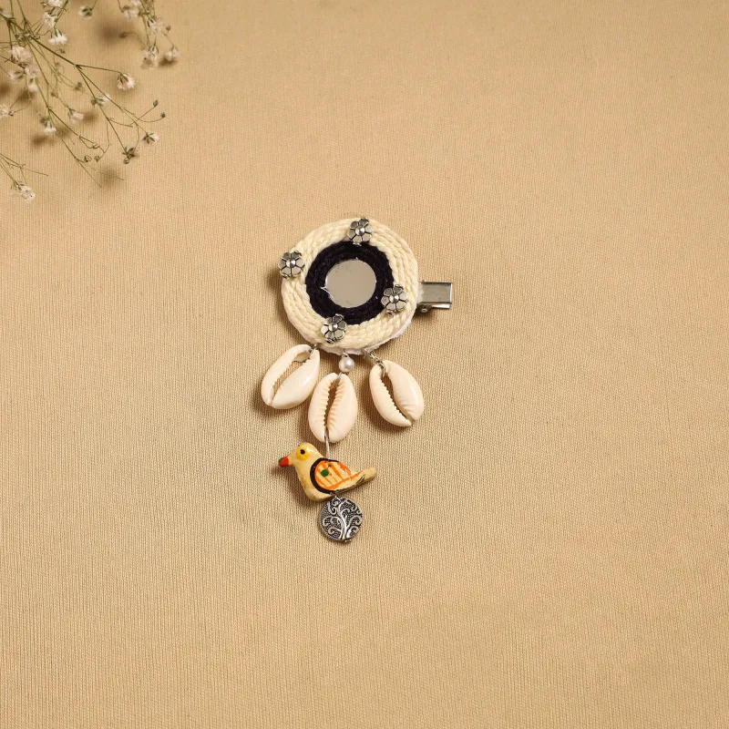 Beige - Handmade GS Shell & Thread Work Hair Clip 50 sold by Itokri