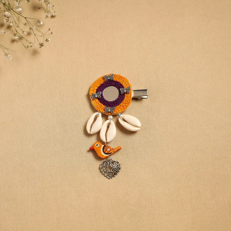 Orange - Handmade GS Shell & Thread Work Hair Clip 49 sold by Itokri
