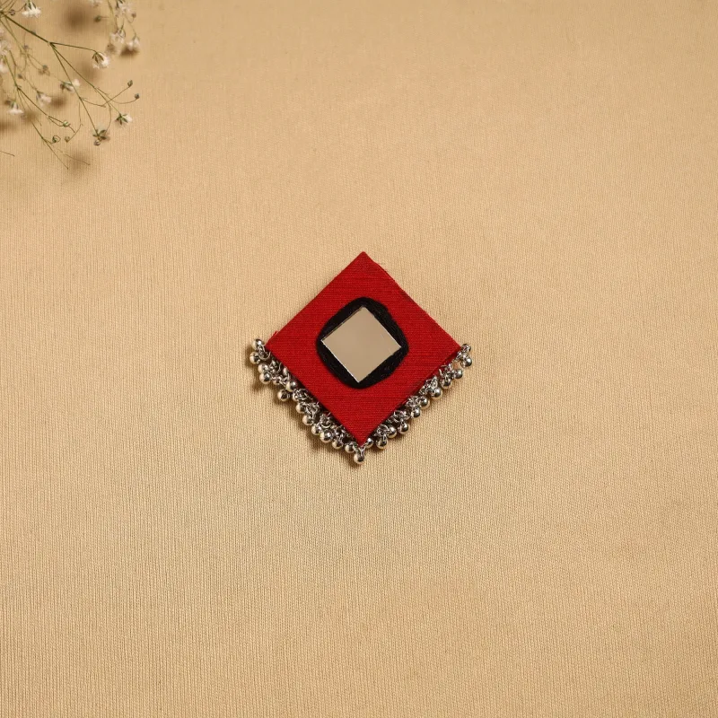 Red - Handmade Fabart Ghungroo Work Hair Clip 08 made by Itokri