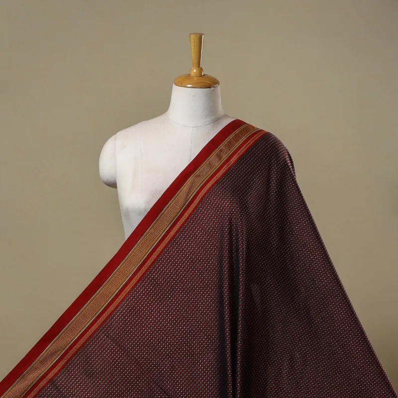 Maroon - Karnataka Weave Cotton Khun Fabric 34 sold by Itokri