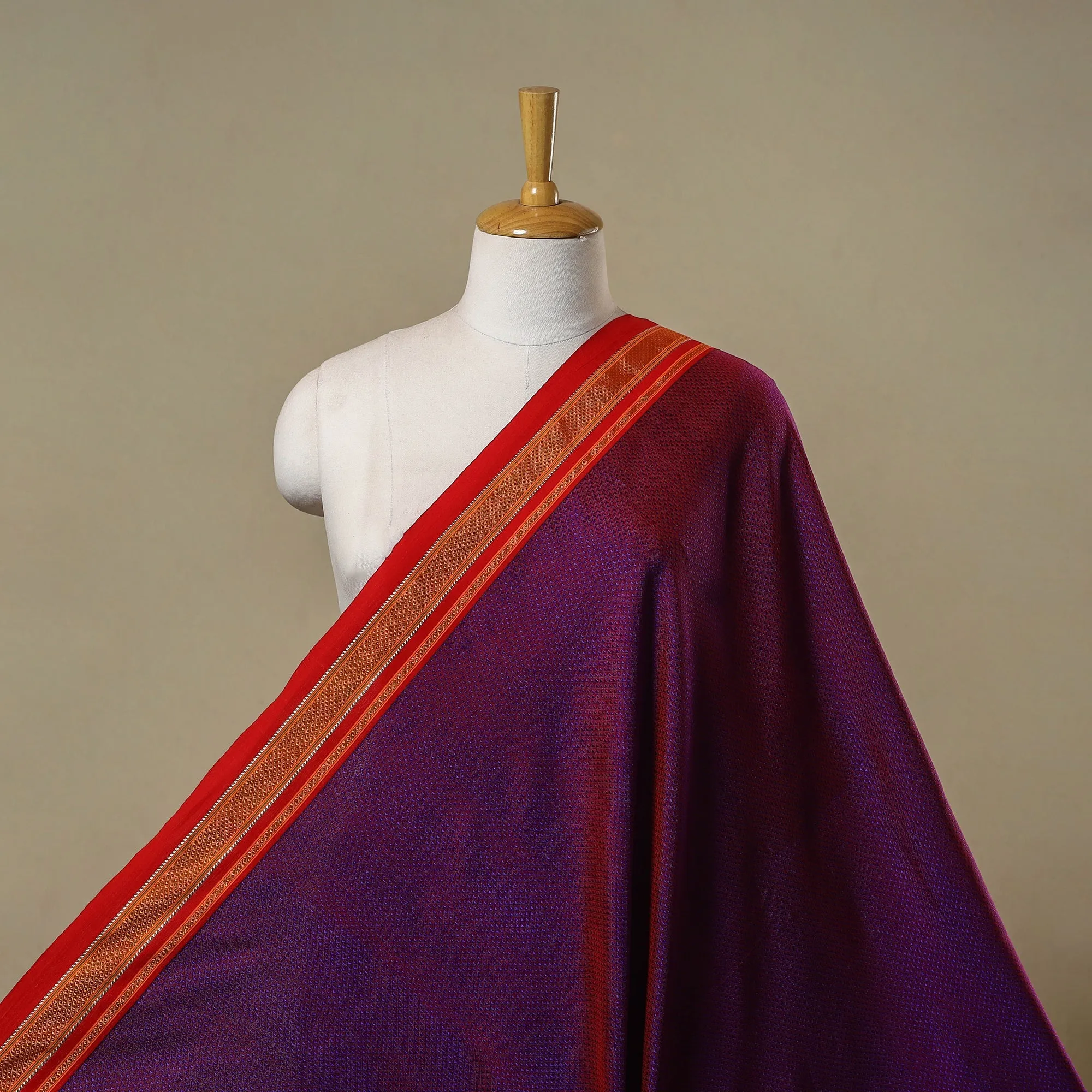 Purple - Karnataka Weave Cotton Khun Fabric 38 sold by Itokri