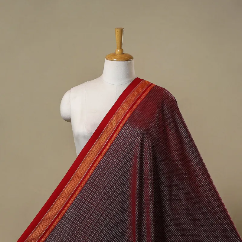 Maroon - Karnataka Weave Cotton Khun Fabric 27 sold by Itokri