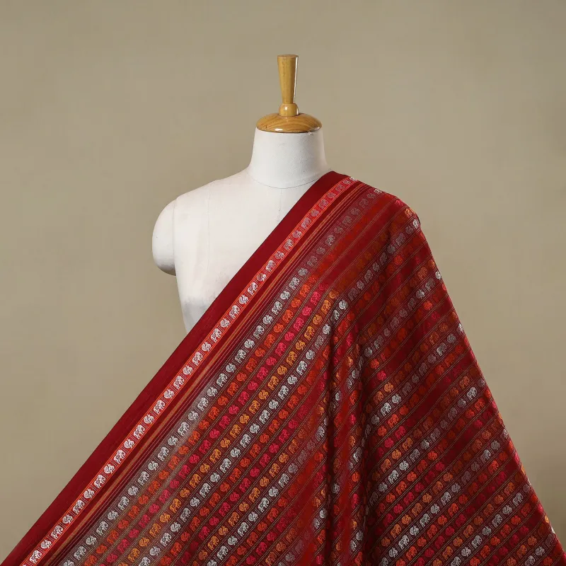 Red - Karnataka Weave Silk Cotton Khun Fabric 03 sold by Itokri