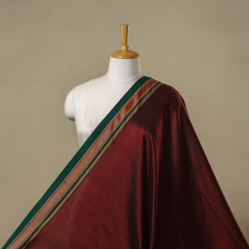 Maroon - Karnataka Weave Cotton Khun Fabric 11 sold by Itokri