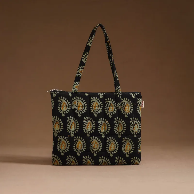 Black - Handcrafted Quilted Handbag 24 sold by Itokri