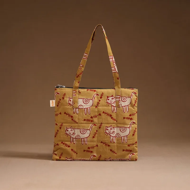 Yellow - Handcrafted Quilted Handbag 16 sold by Itokri