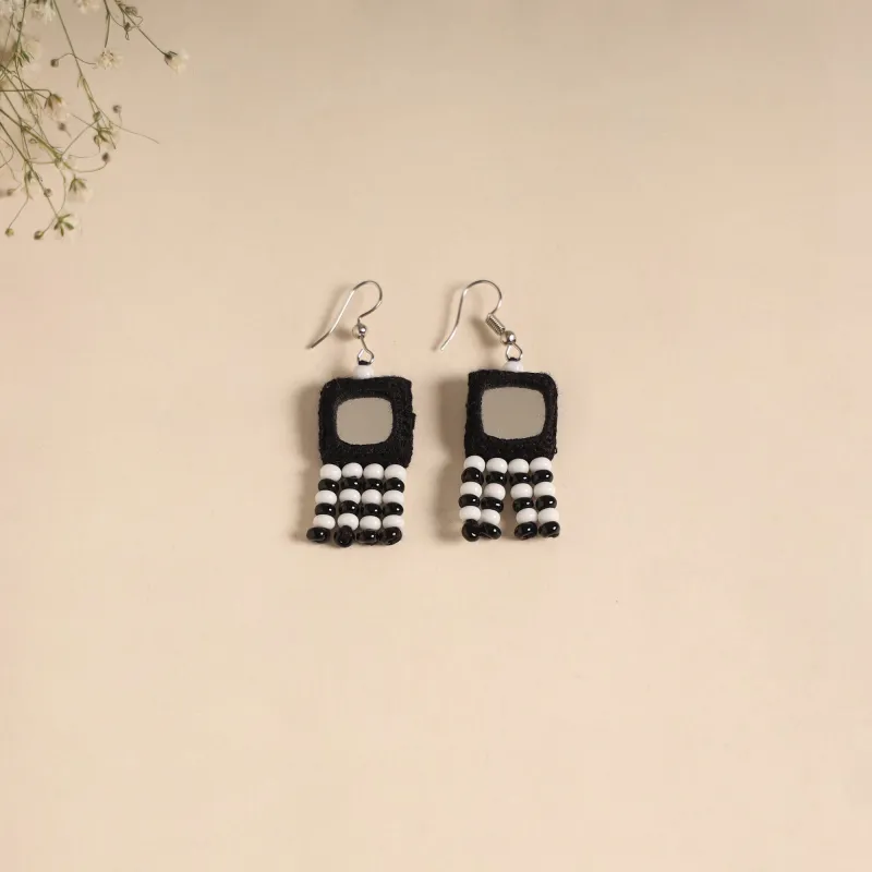 Black - Banjara Embroidery Mirror & Bead Work Handmade Earrings 05 sold by Itokri