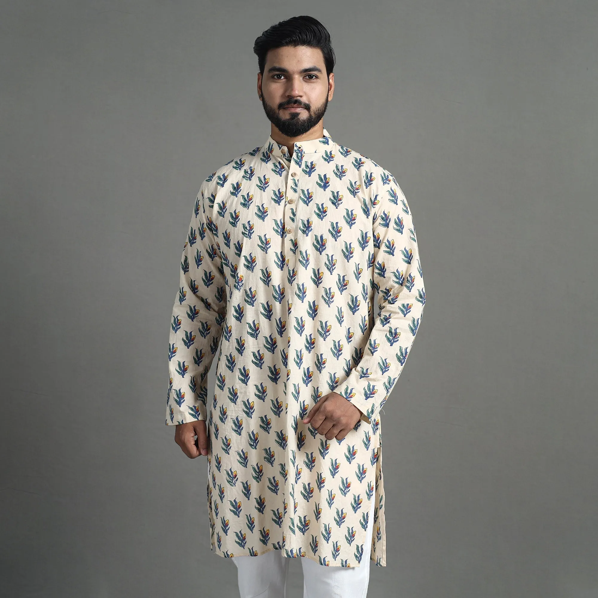 Block Print Cotton Sanganeri Kurta for Men (Long) 13 sold by Itokri product image thumbnail 4