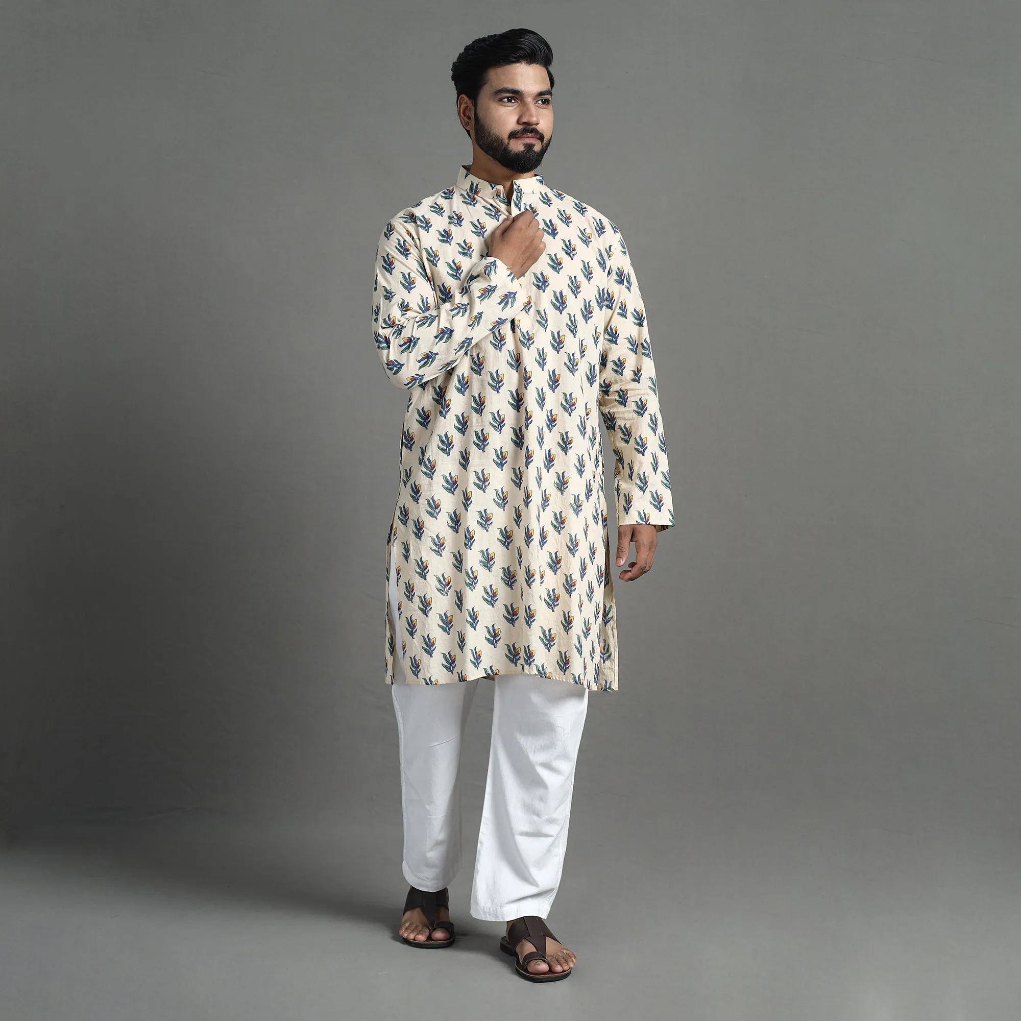 Block Print Cotton Sanganeri Kurta for Men (Long) 13 sold by Itokri