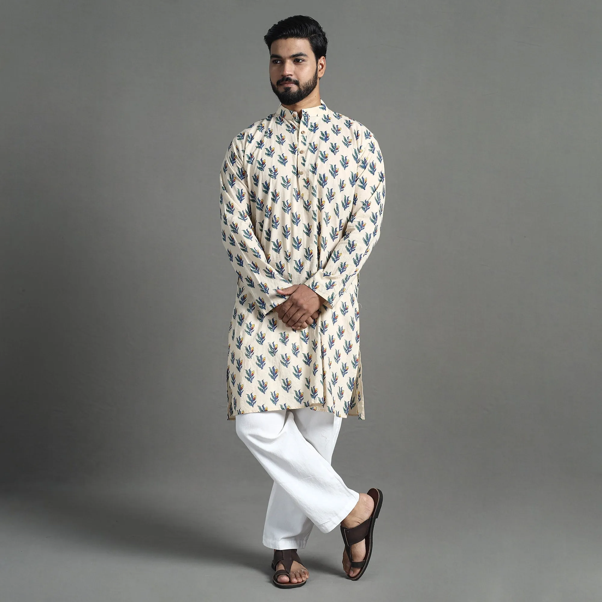 Block Print Cotton Sanganeri Kurta for Men (Long) 13 sold by Itokri product image thumbnail 2