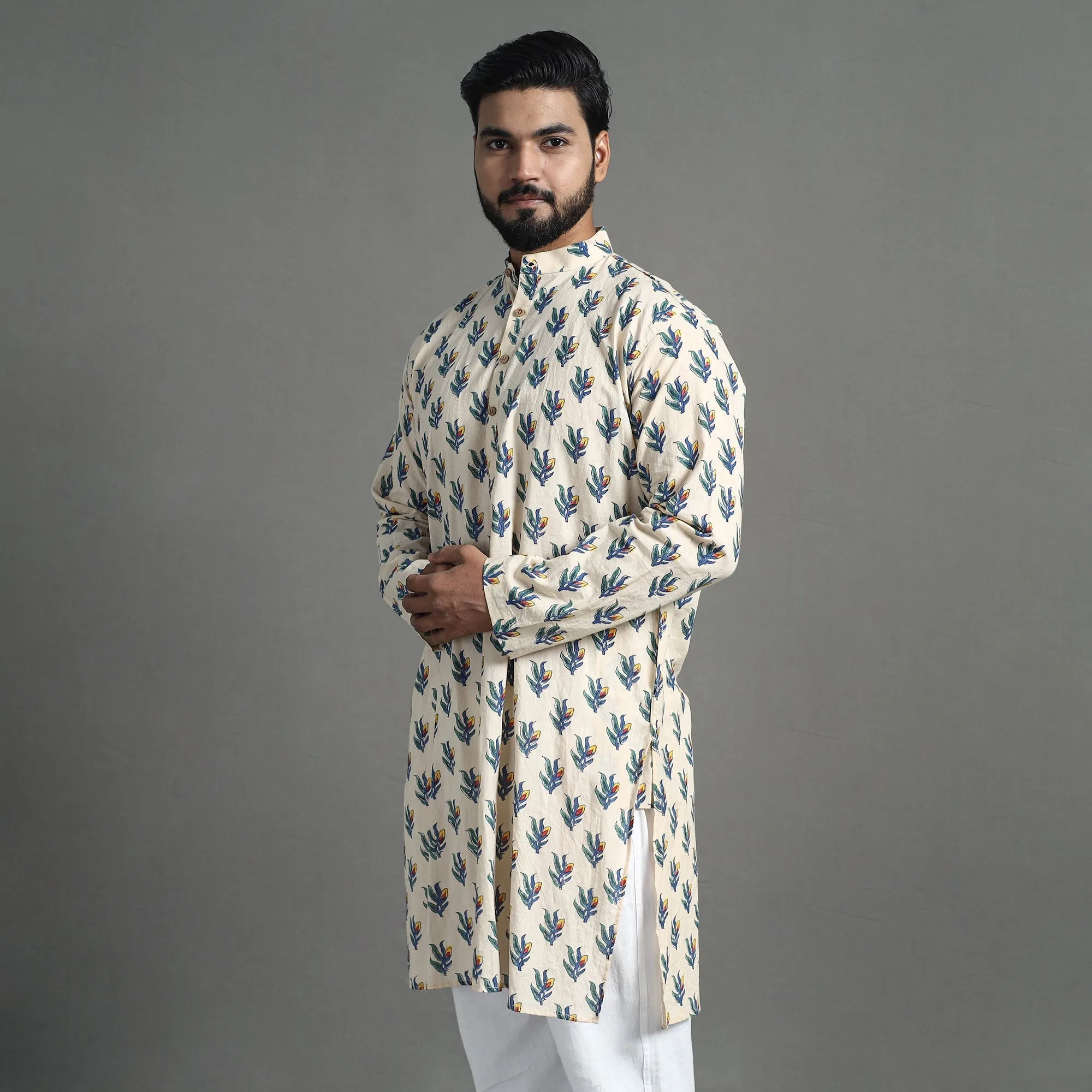 Block Print Cotton Sanganeri Kurta for Men (Long) 13 sold by Itokri product image thumbnail 3
