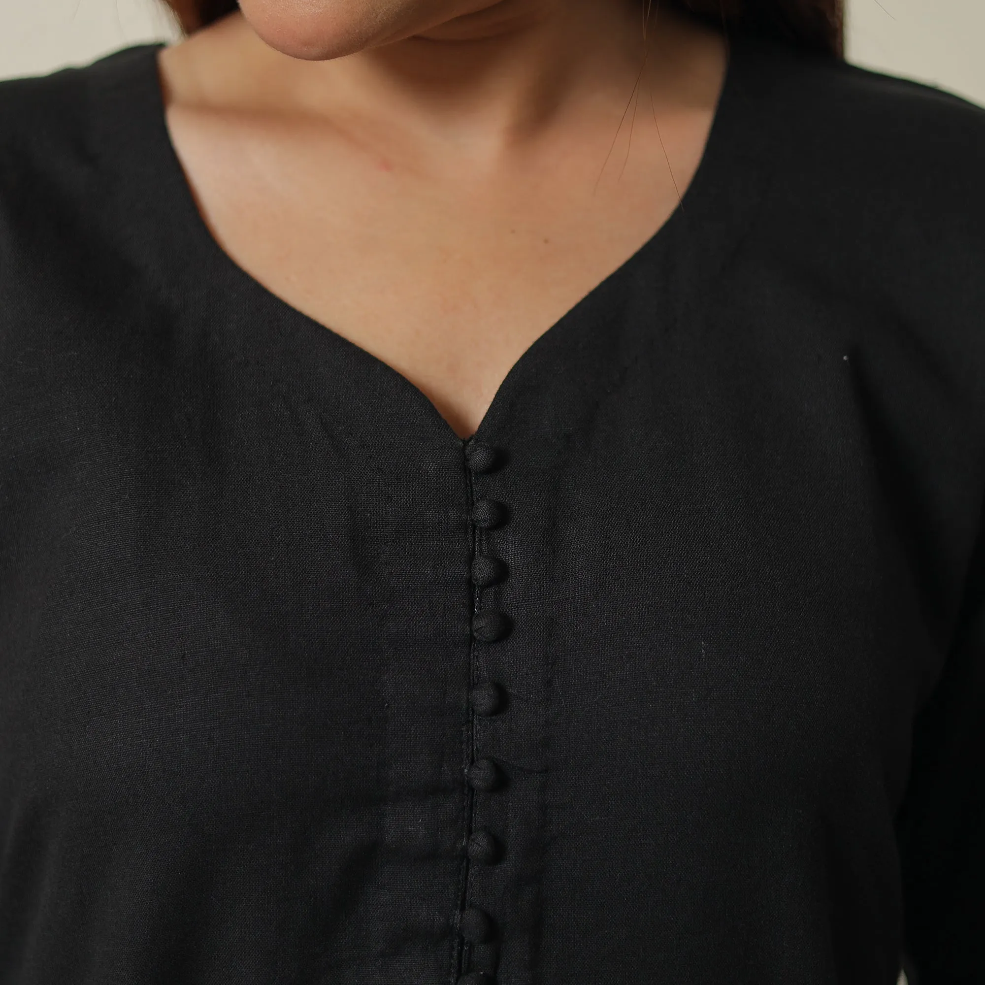 Black - Plain Flex Cotton Straight Kurta 01 sold by Itokri product image thumbnail 5