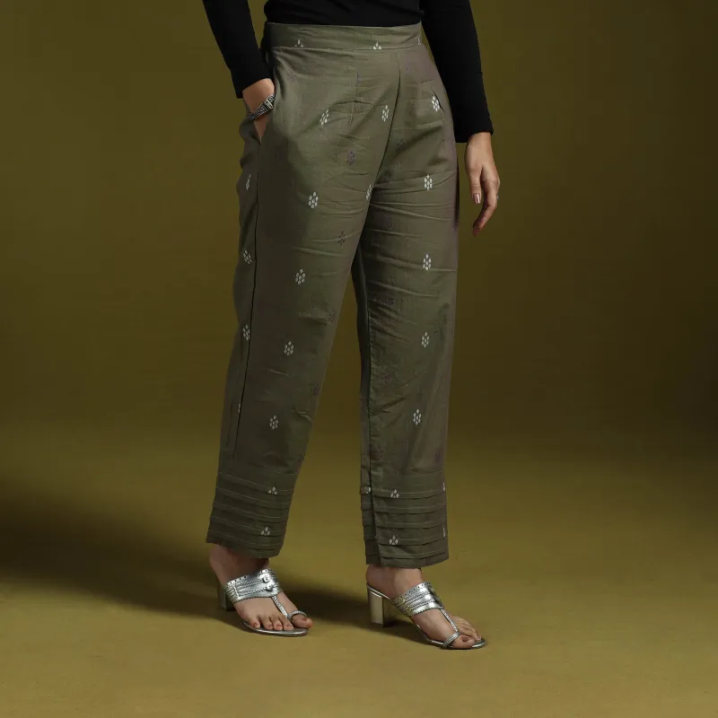 Brown - Jacquard Weave Cotton Elasticated Pant 15 sold by Itokri