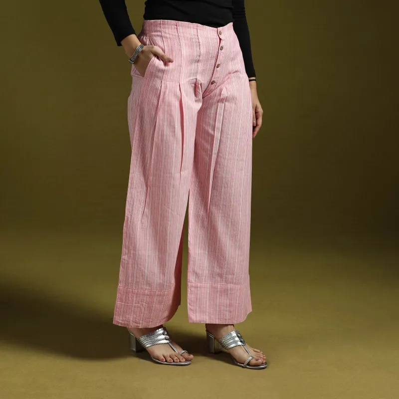 Pink - Jacquard Weave Cotton Elasticated Palazzo 22 sold by Itokri