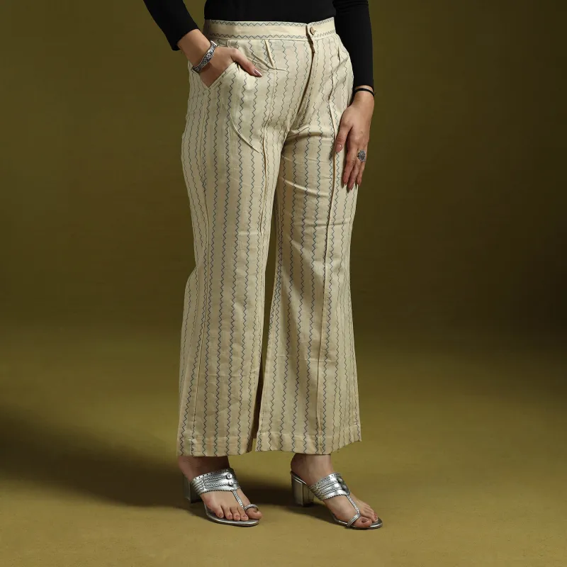 Beige - Jacquard Weave Cotton Elasticated Palazzo 28 sold by Itokri