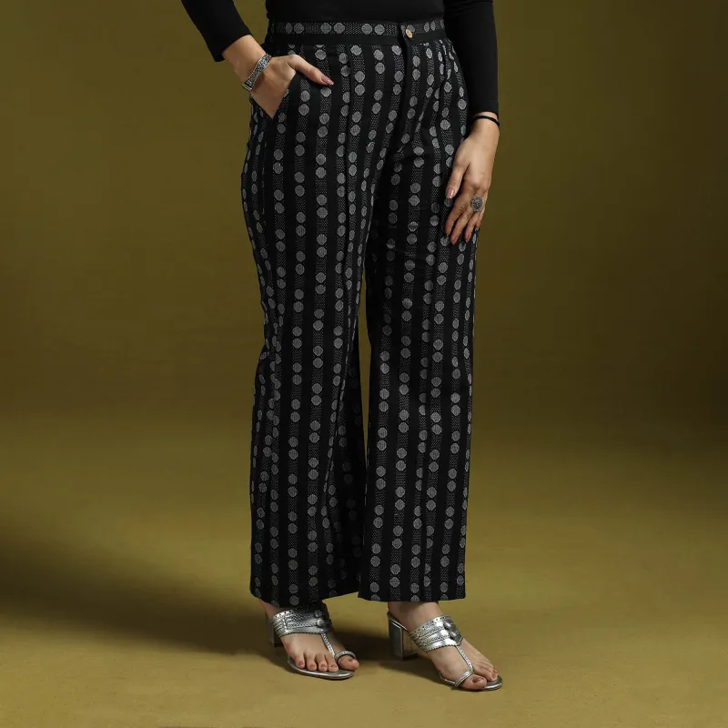 Black - Jacquard Weave Cotton Elasticated Palazzo 24 sold by Itokri