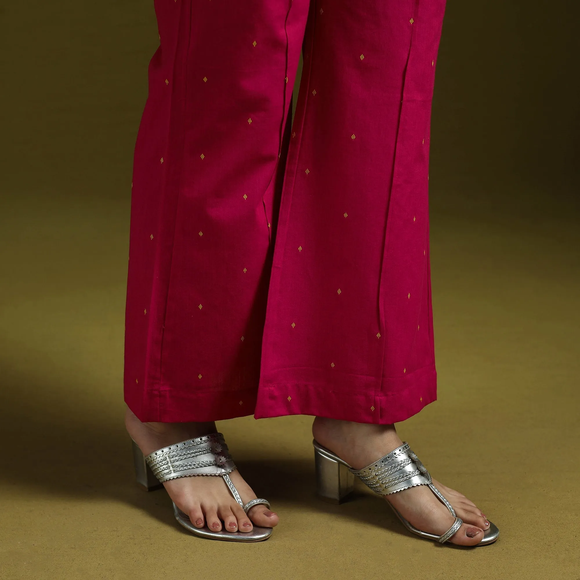 Pink - Jacquard Weave Cotton Elasticated Palazzo 27 sold by Itokri product image thumbnail 4