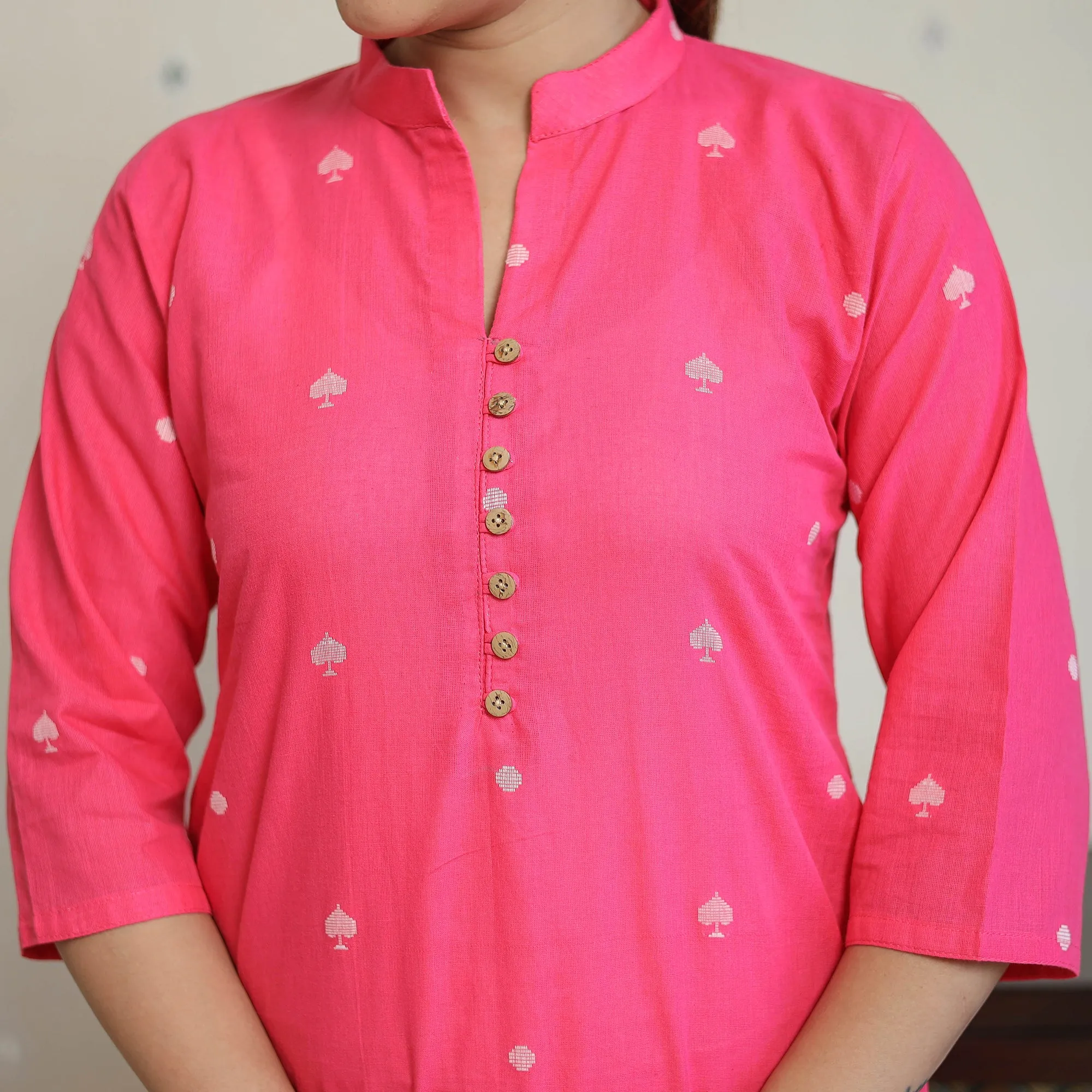 Pink - Jacquard Cotton Straight Kurta 15 sold by Itokri product image thumbnail 5