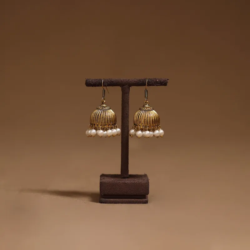 Naaz Golden GS Beaded Jhumki Earrings sold by Itokri