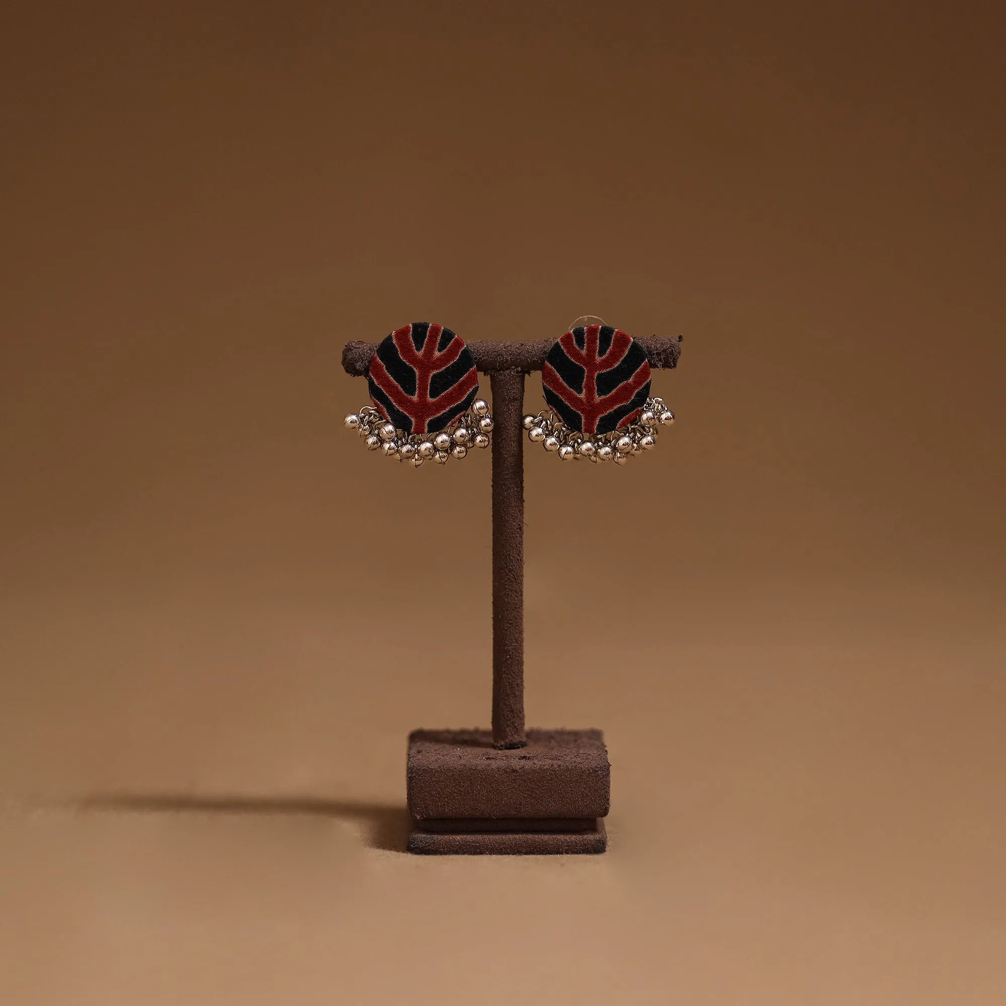 Black - Aaradhya Ghungroo Work Fabart Handmade Earrings sold by Itokri