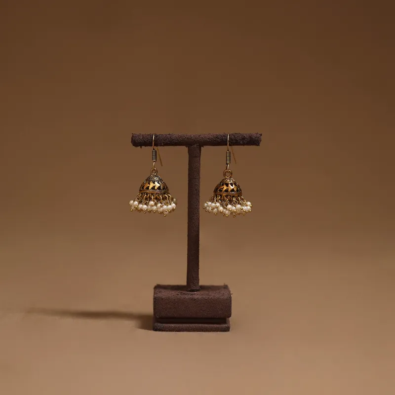 Shuchi Golden GS Beaded Jhumki Earrings sold by Itokri
