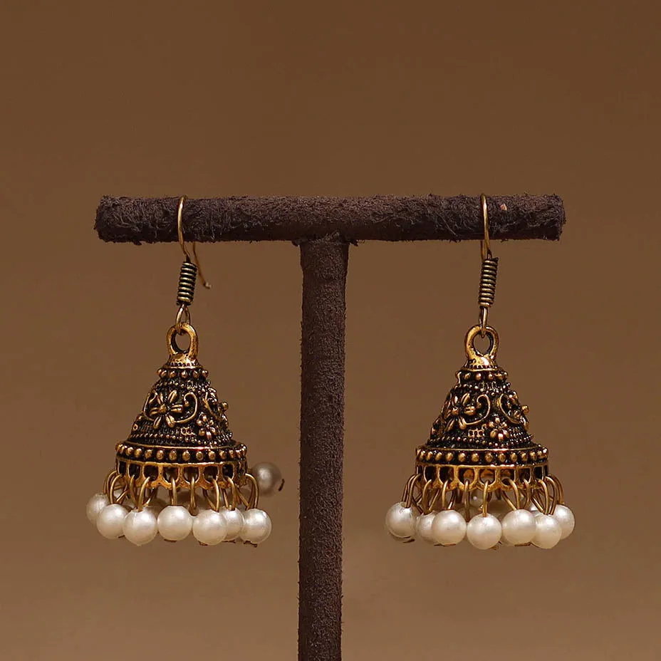 Yellow - Ayera Golden GS Beaded Jhumki Earrings sold by Itokri product image thumbnail 2
