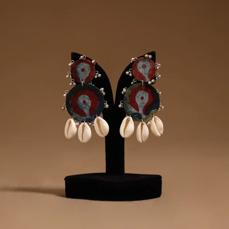 Anika Shell & Ghungroo Work Fabart Handmade Earrings sold by Itokri