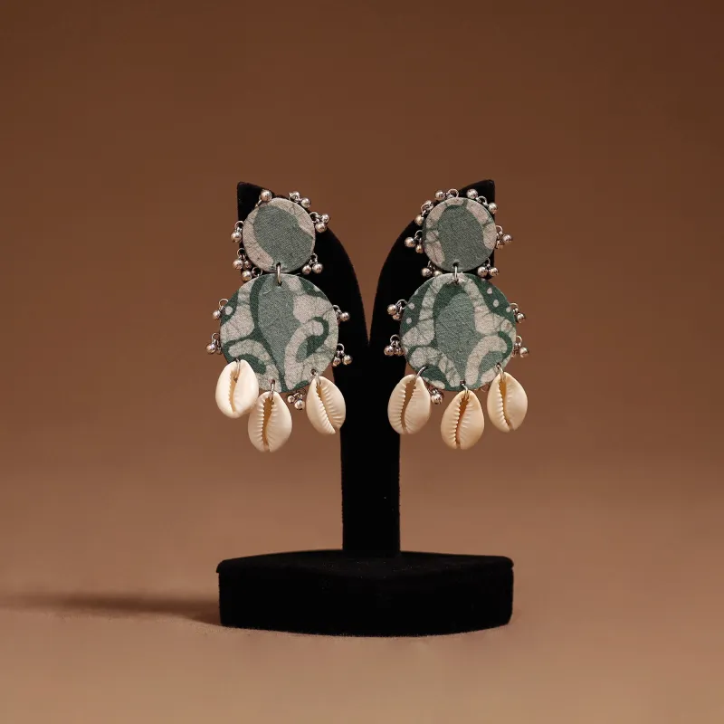 Alisha Shell & Ghungroo Work Fabart Handmade Earrings sold by Itokri