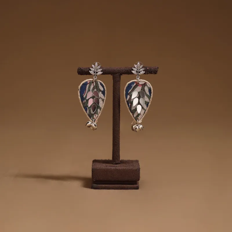 Blue - Kritika Mirror & Ghungroo Work GS Fabart Handmade Earrings sold by Itokri