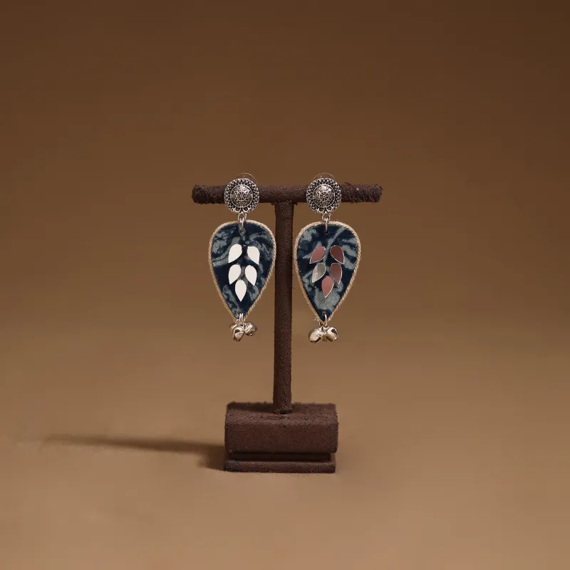 Blue - Palak Mirror & Ghungroo Work GS Fabart Handmade Earrings sold by Itokri