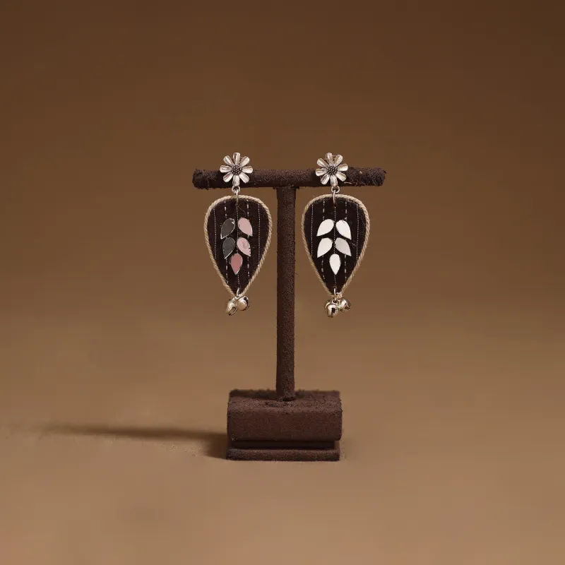 Brown - Prisha Mirror & Ghungroo Work GS Fabart Handmade Earrings sold by Itokri