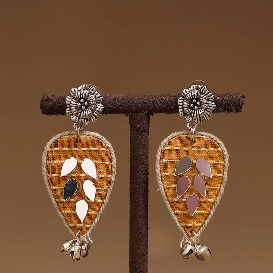 Yellow - Aditi Mirror & Ghungroo Work GS Fabart Handmade Earrings sold by Itokri product image thumbnail 2