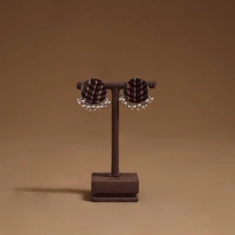 Brown - Disha Ghungroo Work Fabart Handmade Earrings made by Itokri