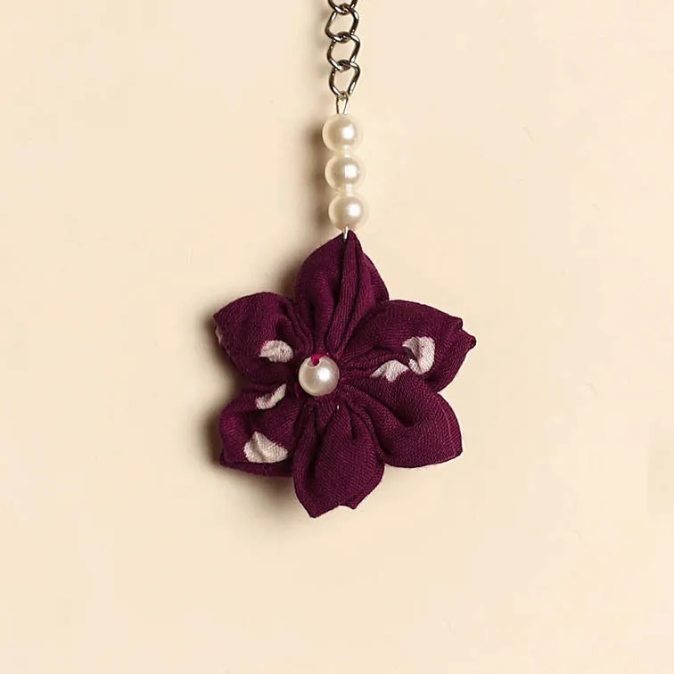 Maroon - Beaded Fabart Flower Keychain 05 sold by Itokri product image thumbnail 2