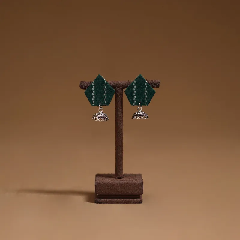 Green - Ishika GS Fabart Handmade Earrings sold by Itokri