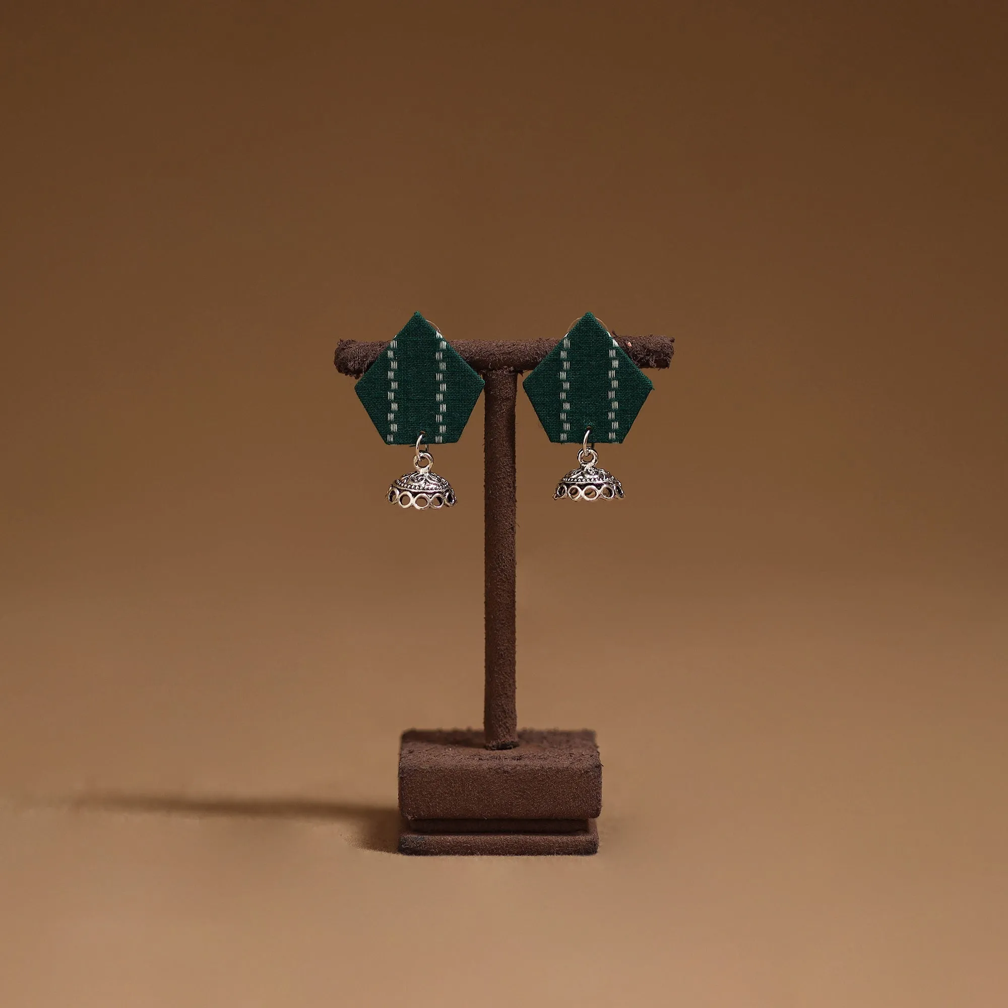 Green - Ishika GS Fabart Handmade Earrings sold by Itokri
