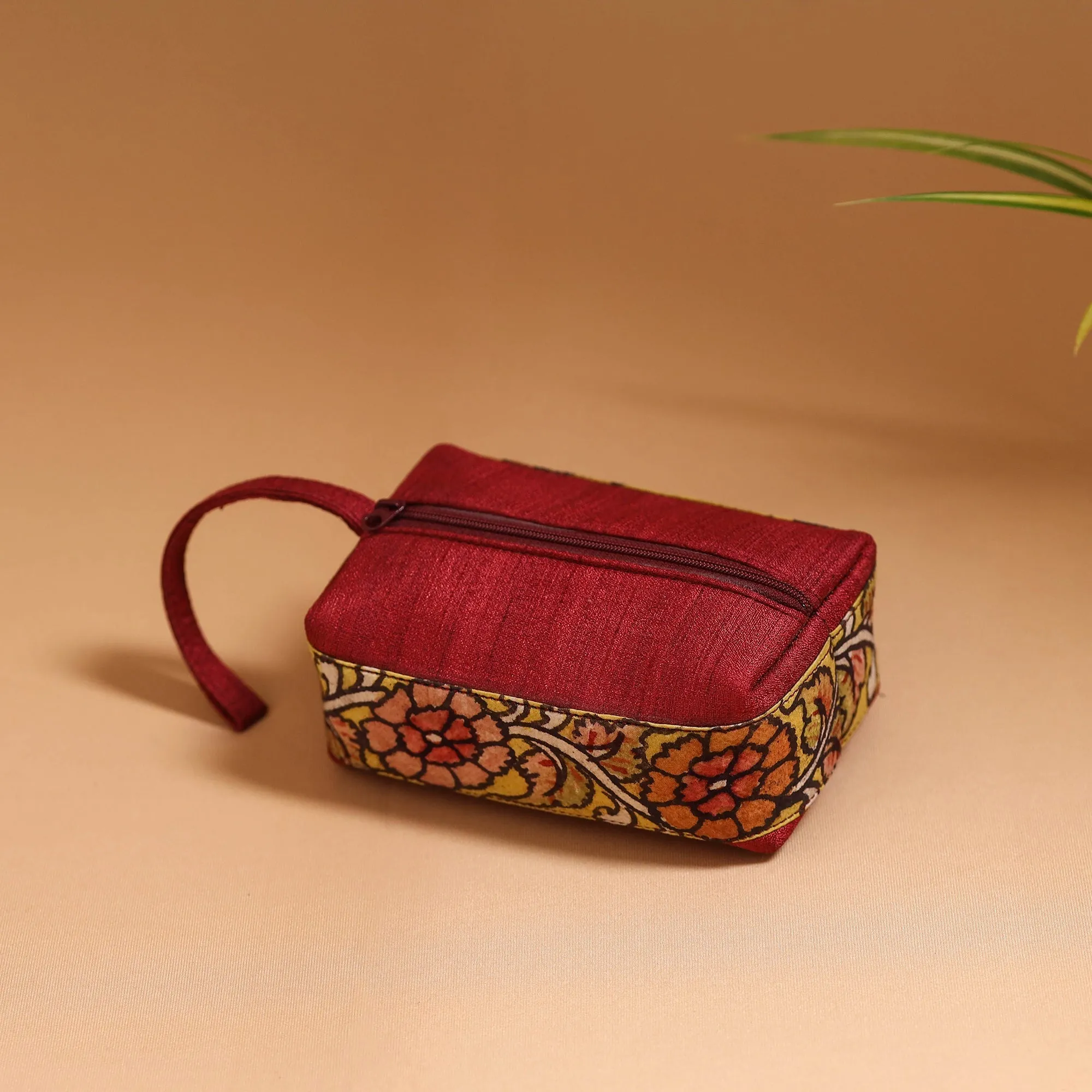 Red - Natural Dyed Handpainted Kalamkari Multipurpose Cosmetic/Toiletry Bag 18 sold by Itokri product image thumbnail 2