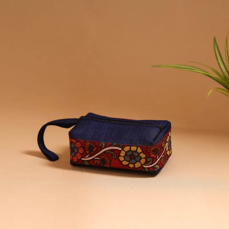 Blue - Natural Dyed Handpainted Kalamkari Multipurpose Cosmetic/Toiletry Bag 13 sold by Itokri