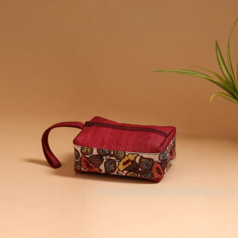 Red - Natural Dyed Handpainted Kalamkari Multipurpose Cosmetic/Toiletry Bag 07 sold by Itokri