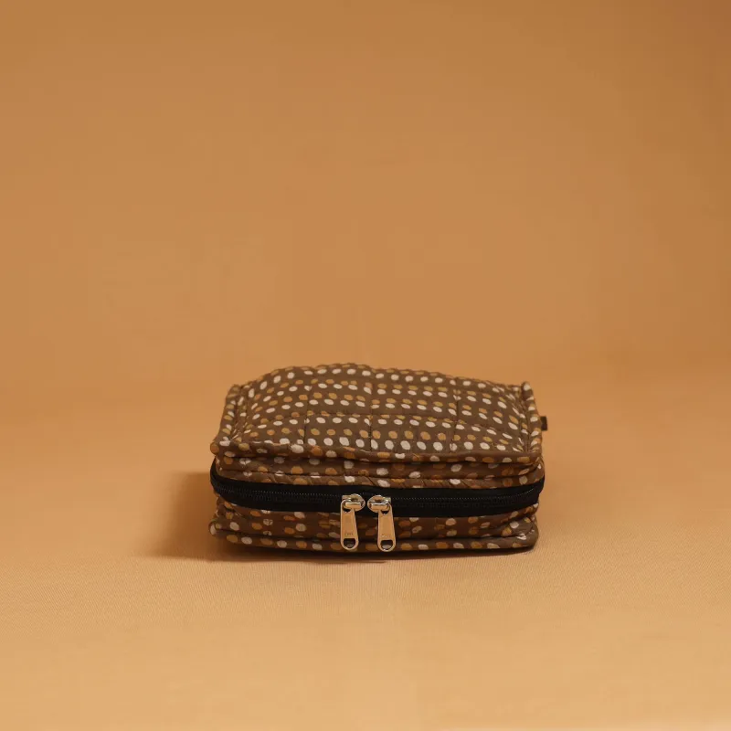 Brown - Handmade 4 Pockets Quilted Jewellery Bag 26 made by Itokri