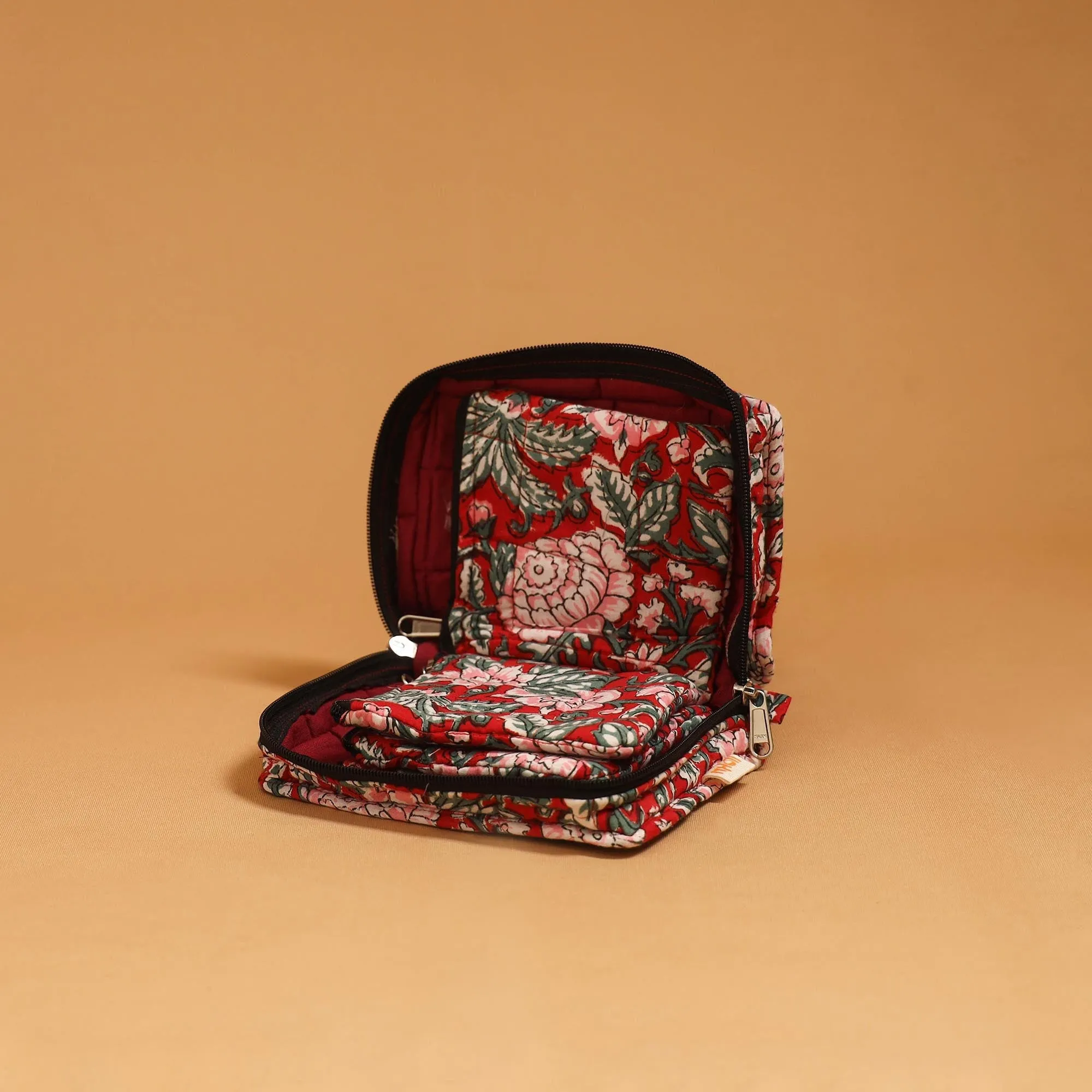 Red - Handmade 4 Pockets Quilted Jewellery Bag 08 sold by Itokri product image thumbnail 3