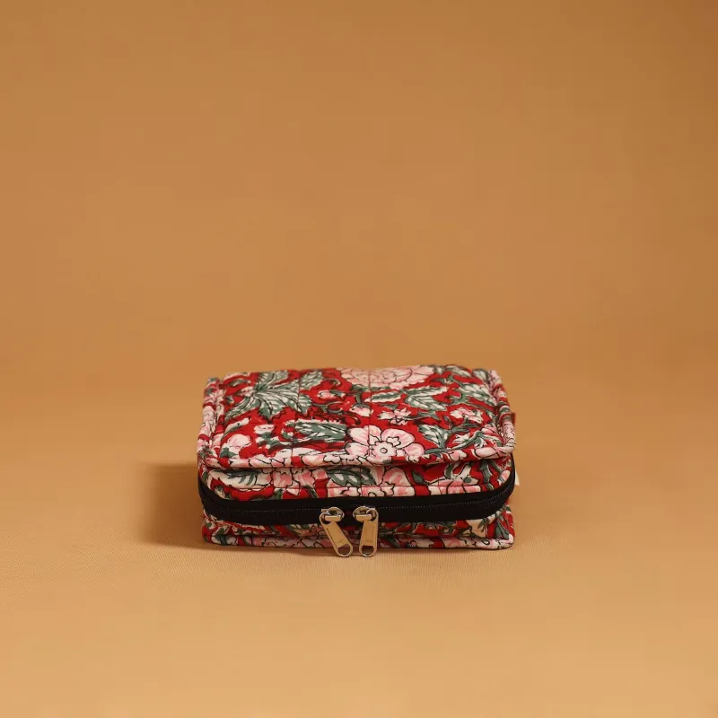 Red - Handmade 4 Pockets Quilted Jewellery Bag 08 sold by Itokri