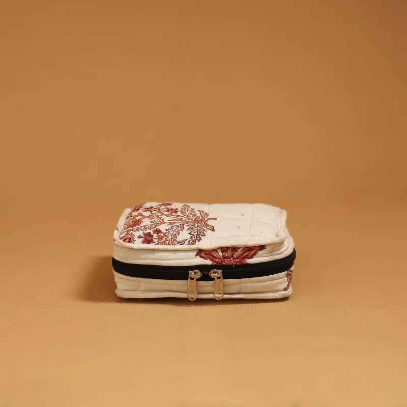 White - Handmade 4 Pockets Quilted Jewellery Bag 07 sold by Itokri