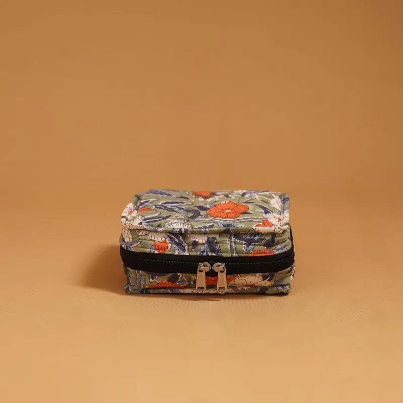 Green - Handmade 4 Pockets Quilted Jewellery Bag 04 sold by Itokri