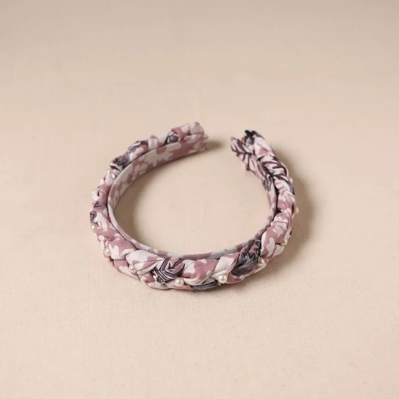 Pink - Fabart Braided Hair Band with Bead Work 60 sold by Itokri